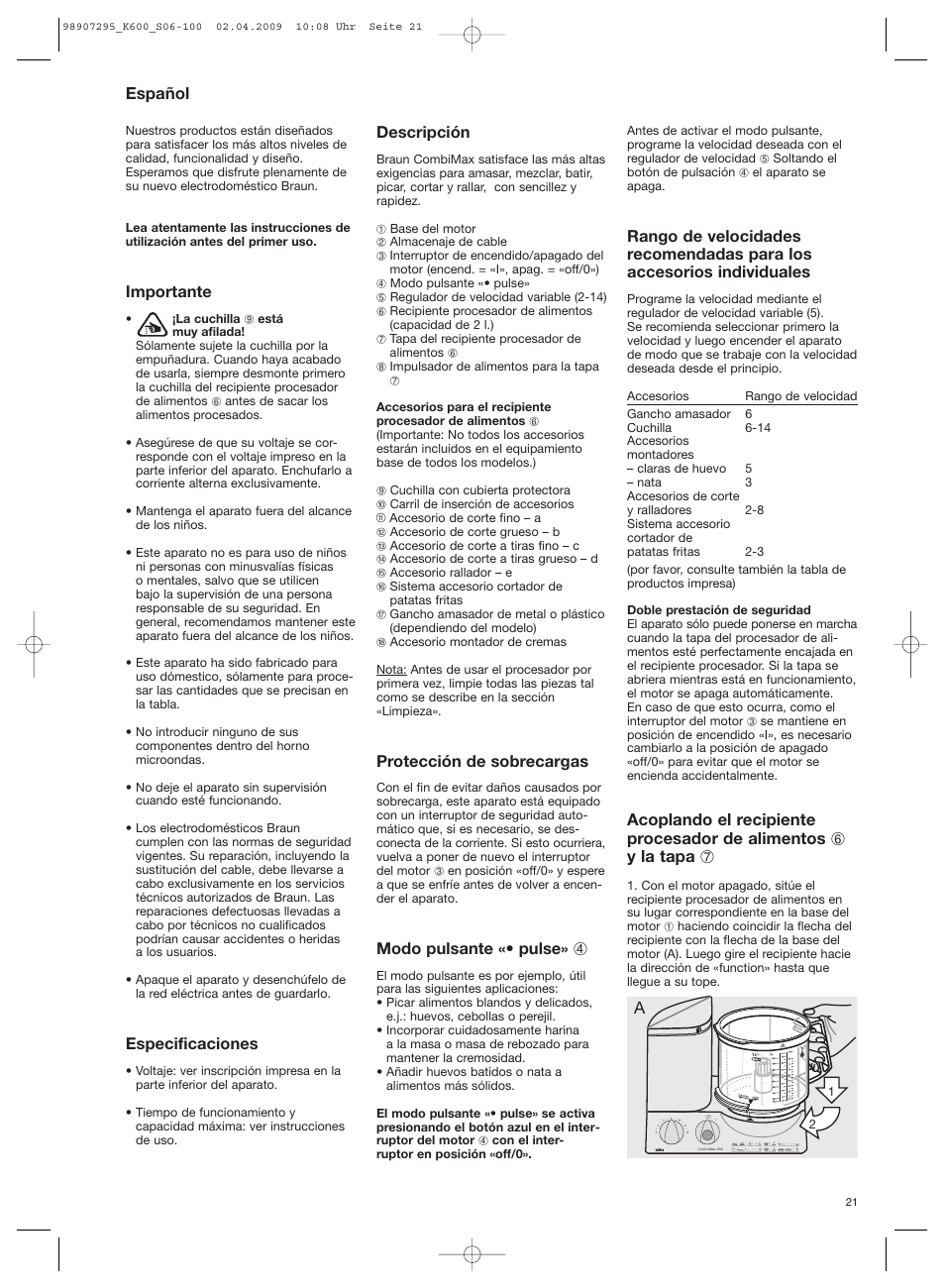 Braun CombiMax 650 User Manual | Page 20 / 95