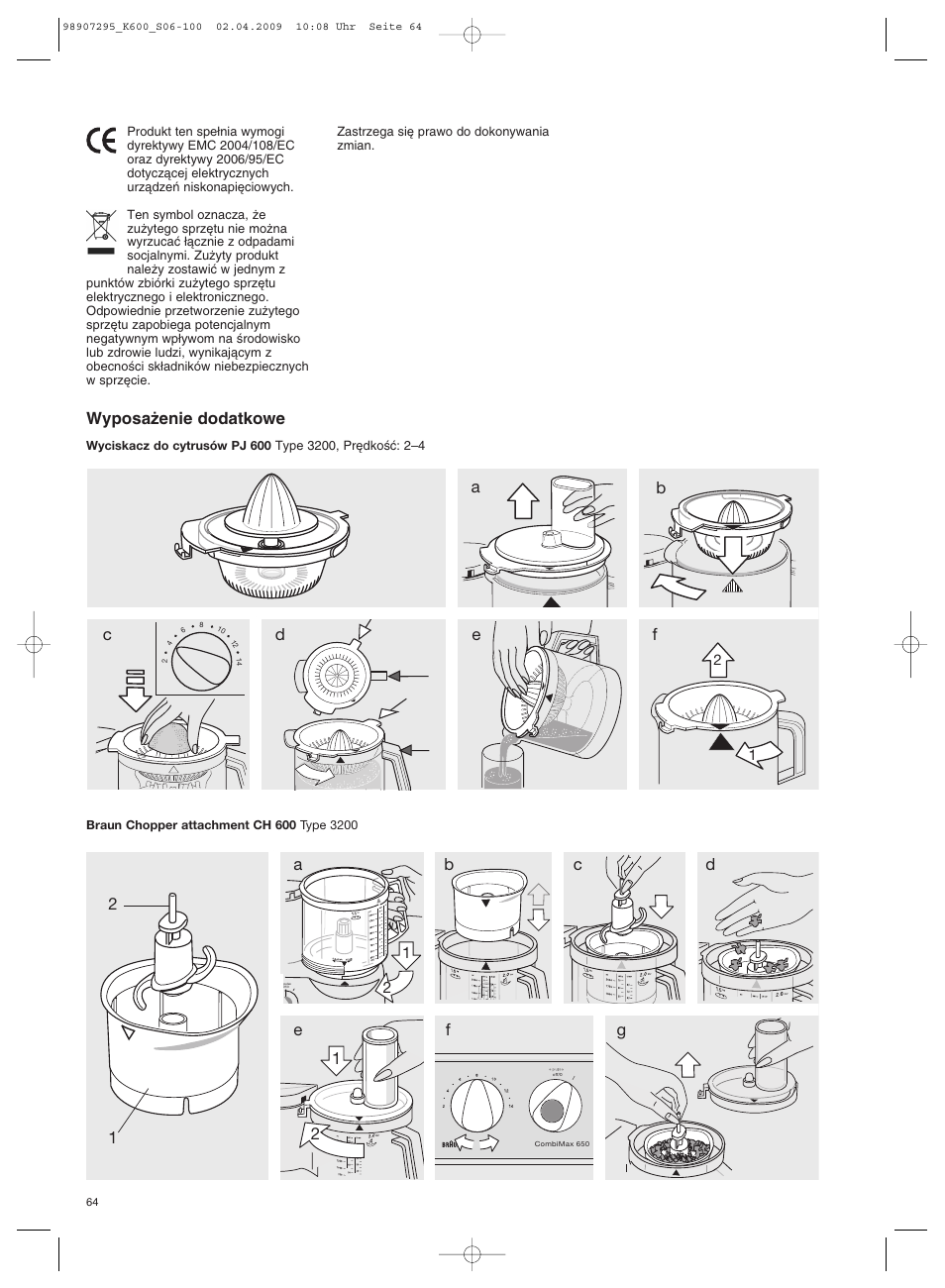 Wyposa˝enie dodatkowe | Braun CombiMax 650 User Manual | Page 63 / 95