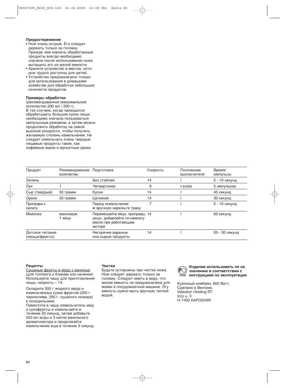 Braun CombiMax 650 User Manual | Page 79 / 95
