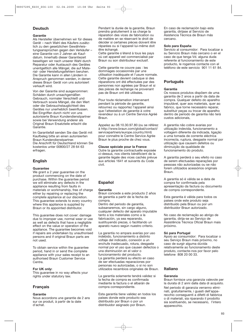 Braun CombiMax 650 User Manual | Page 92 / 95