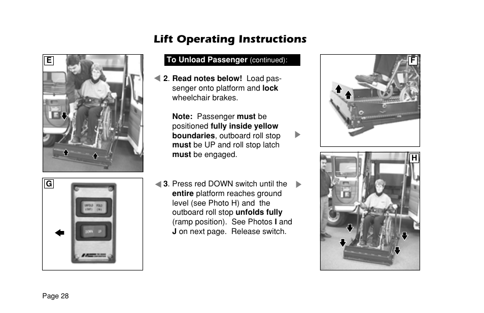 Lift operating instructions | Braun ULTRA SERIES 05 L200UARS User Manual | Page 30 / 51