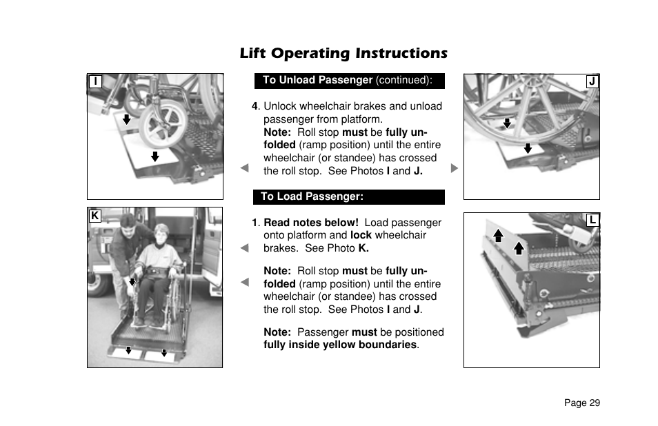 Lift operating instructions | Braun ULTRA SERIES 05 L200UARS User Manual | Page 31 / 51