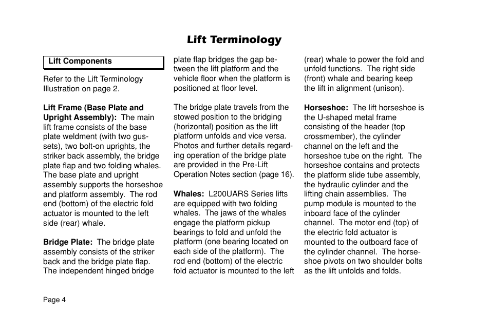 Lift terminology | Braun ULTRA SERIES 05 L200UARS User Manual | Page 6 / 51