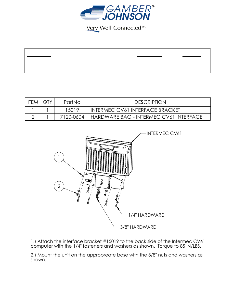 Gamber-Johnson 7160-0493 User Manual | 1 page