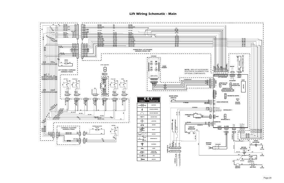 K e y, Lift wiring schematic - main, Page 20 | Braun NUVL603C User Manual | Page 22 / 38