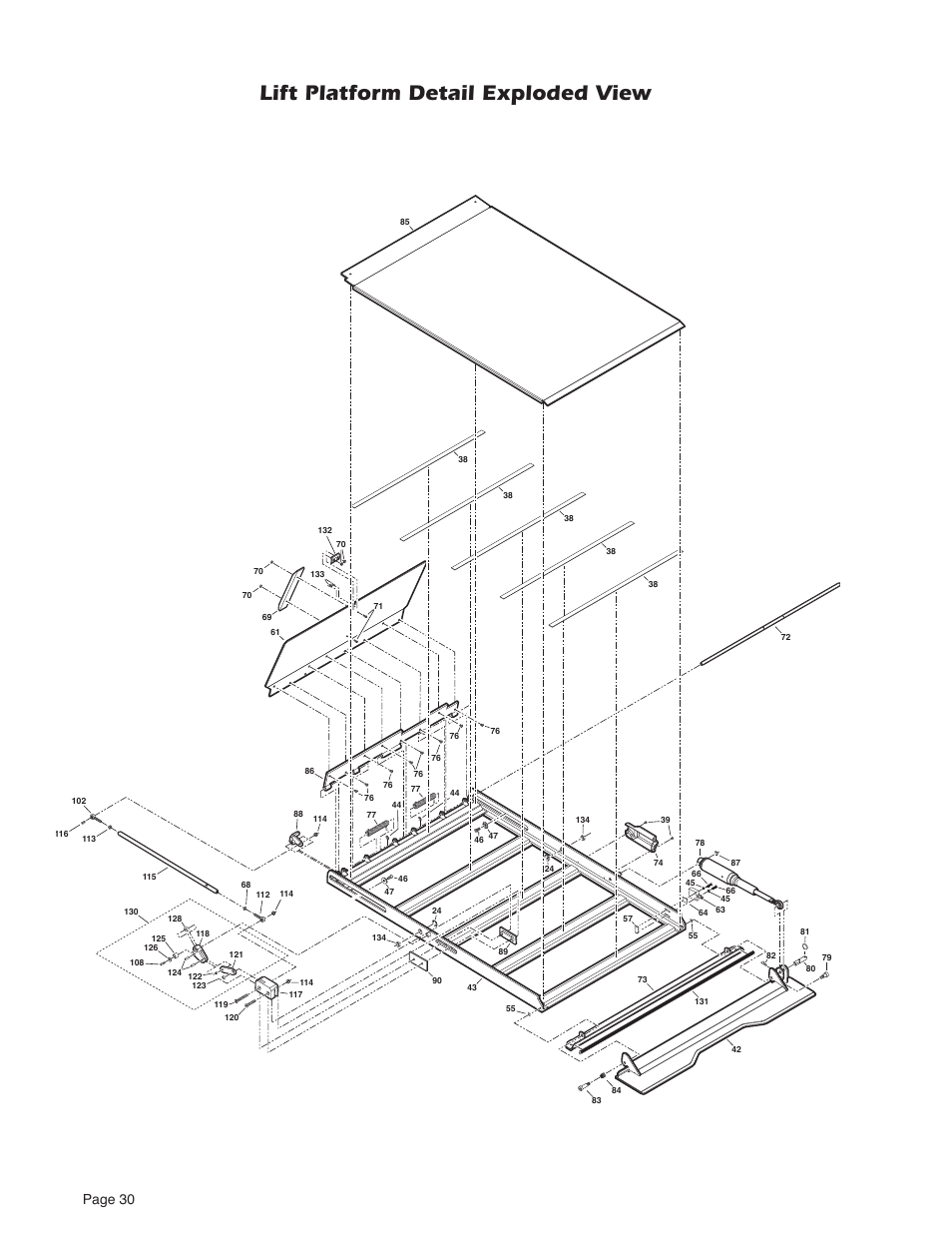 Lift platform detail exploded view, Page 30 | Braun NUVL603C User Manual | Page 32 / 38