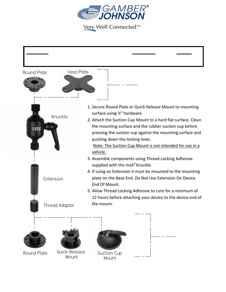 Gamber-Johnson MAX3 Mounting System User Manual | 1 page