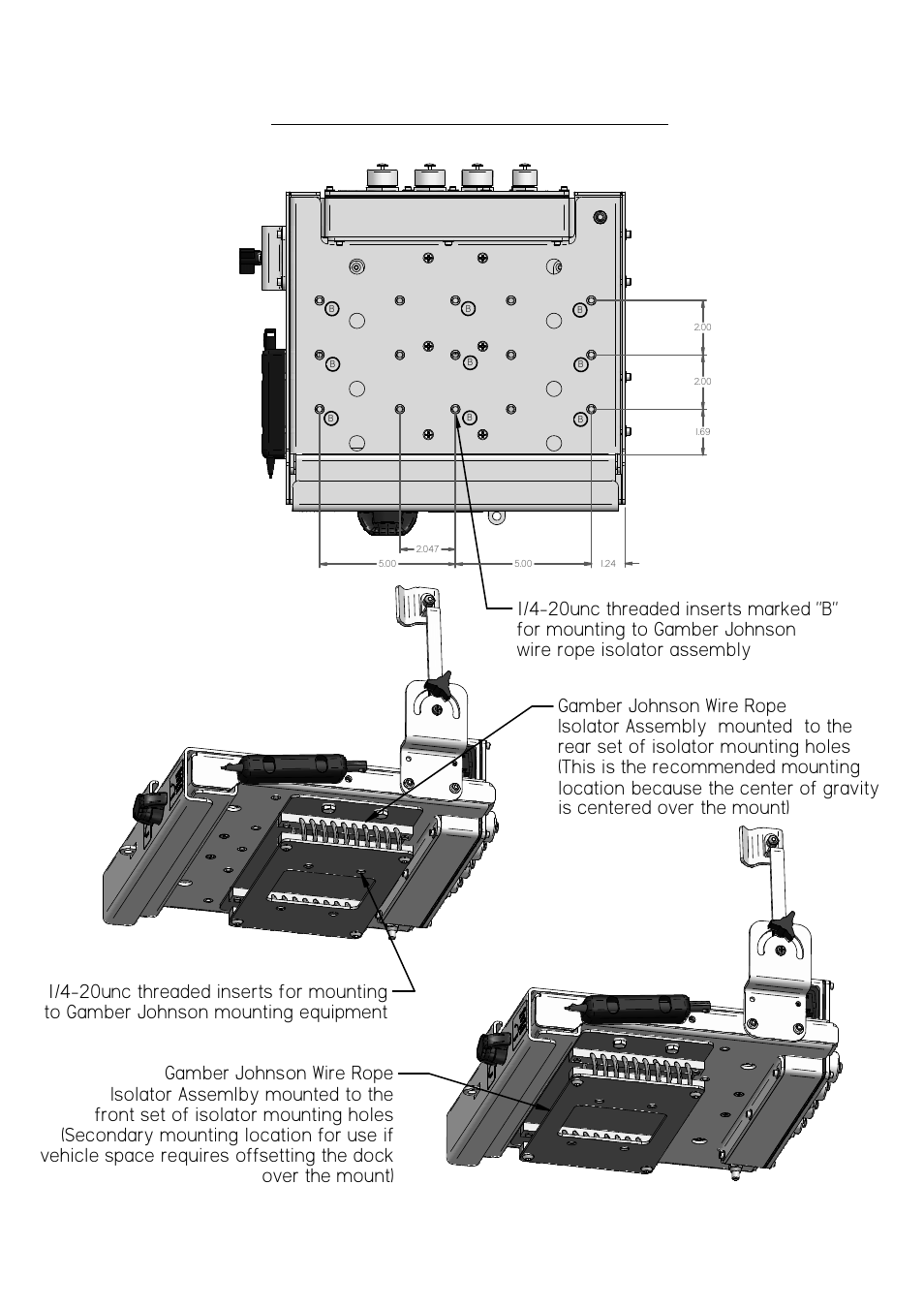 Isolator mounting hole locations | Gamber-Johnson 7160-0377-xx User Manual | Page 4 / 10