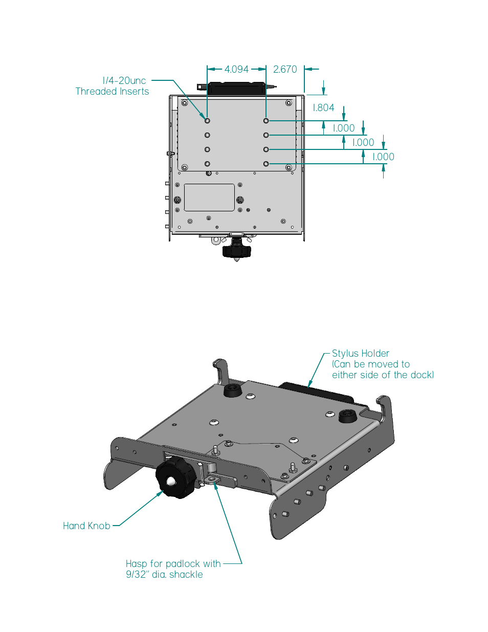 Mounting hole locations features | Gamber-Johnson 7160-0324 User Manual | Page 2 / 4