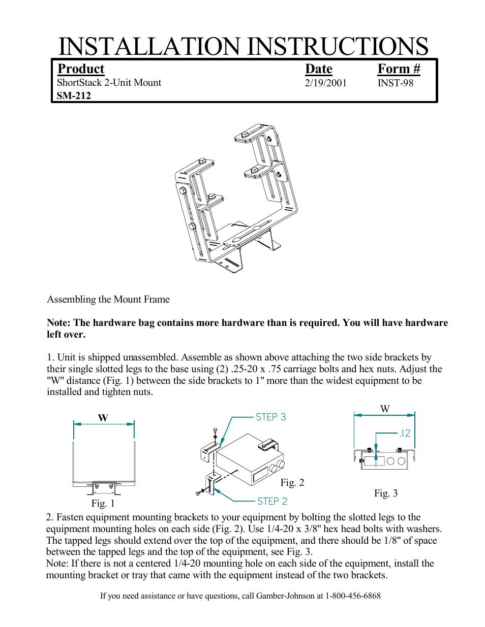 Gamber-Johnson SM-212 User Manual | 2 pages