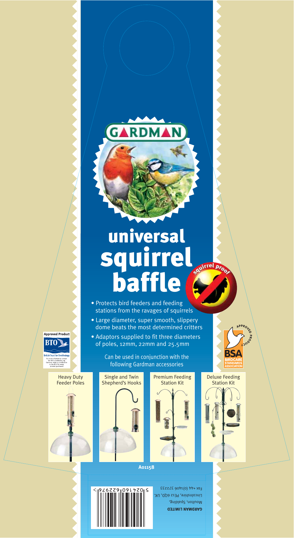 Gardman Squirrel Baffle User Manual | 2 pages