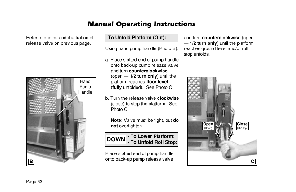 Manual operating instructions, Down | Braun L955 User Manual | Page 34 / 43