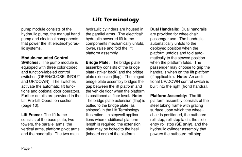 Lift terminology | Braun L955 User Manual | Page 6 / 43