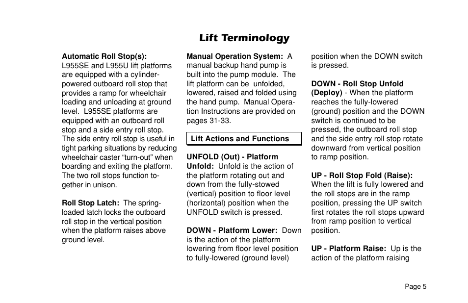 Lift terminology | Braun L955 User Manual | Page 7 / 43