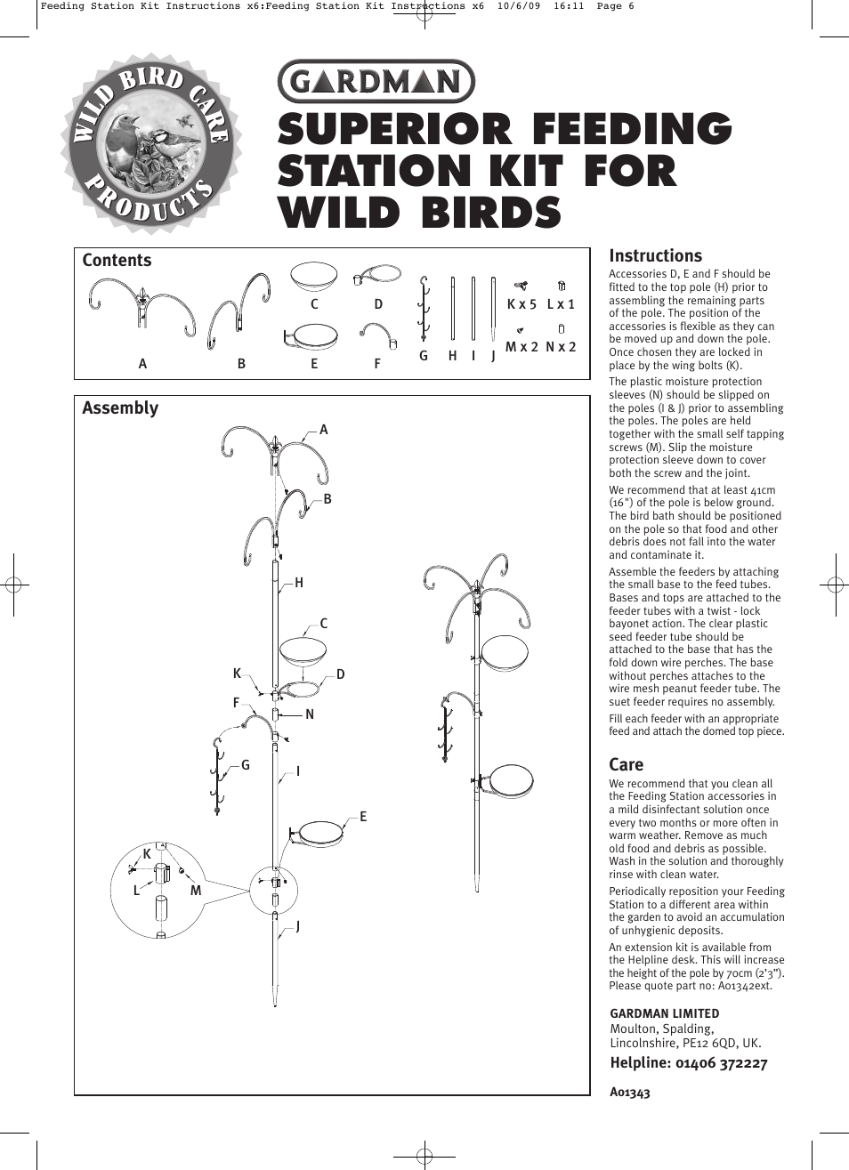 Gardman Superior Feeding Station Kit User Manual | 1 page