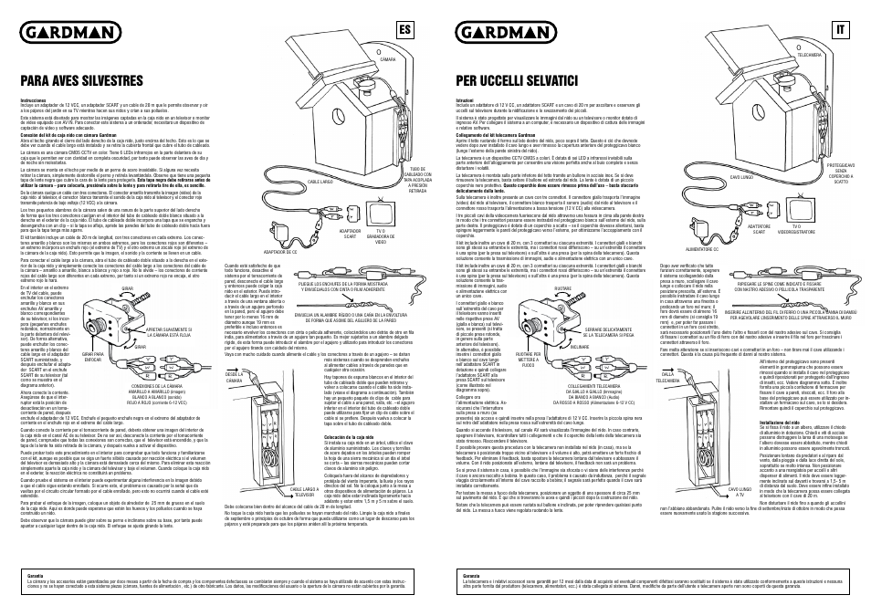 Caja nido con camara en color, Nido con telecamera a colori, Para aves silvestres | Per uccelli selvatici, It es | Gardman BW Nest Box User Manual | Page 4 / 4