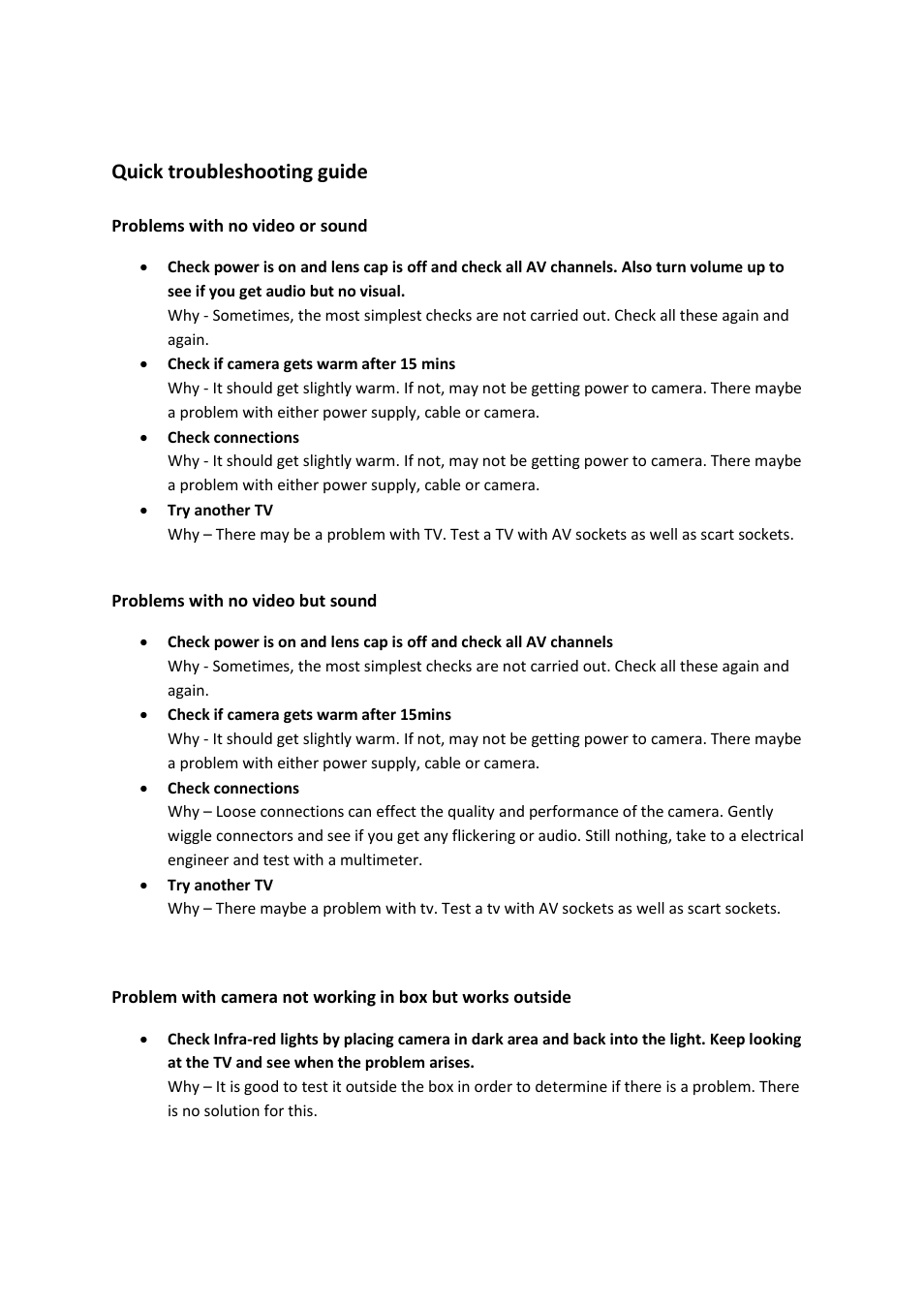 Quick troubleshooting guide | Gardman Camera nest box support User Manual | Page 3 / 5