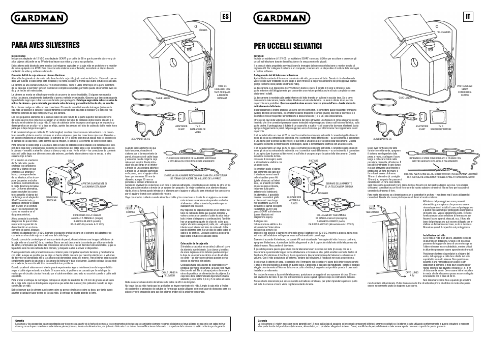 Caja-nido con camara, Nido con telecamera, Para aves silvestres | Per uccelli selvatici, It es | Gardman Rededasse med Kamera User Manual | Page 4 / 4