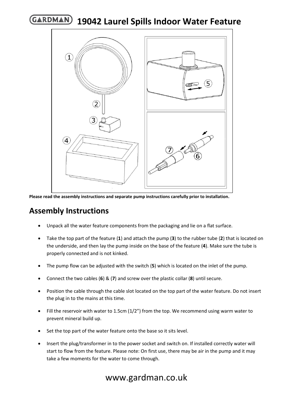 Gardman Laurel Spills Indoor User Manual | 4 pages