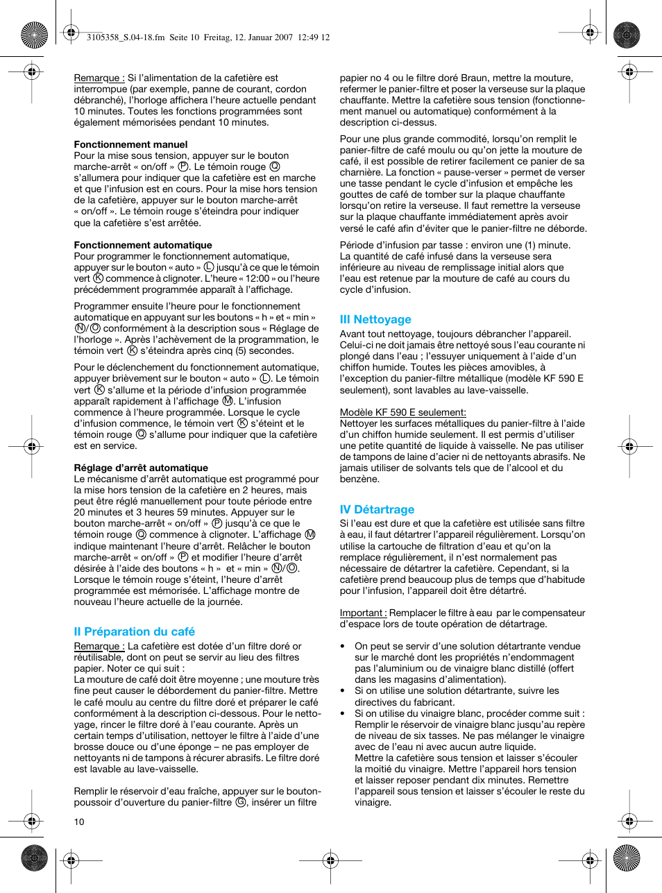 Braun KF580 User Manual | Page 10 / 15