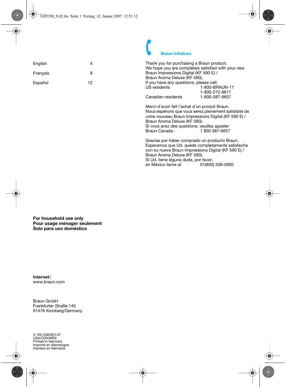 Braun KF580 User Manual | Page 2 / 15