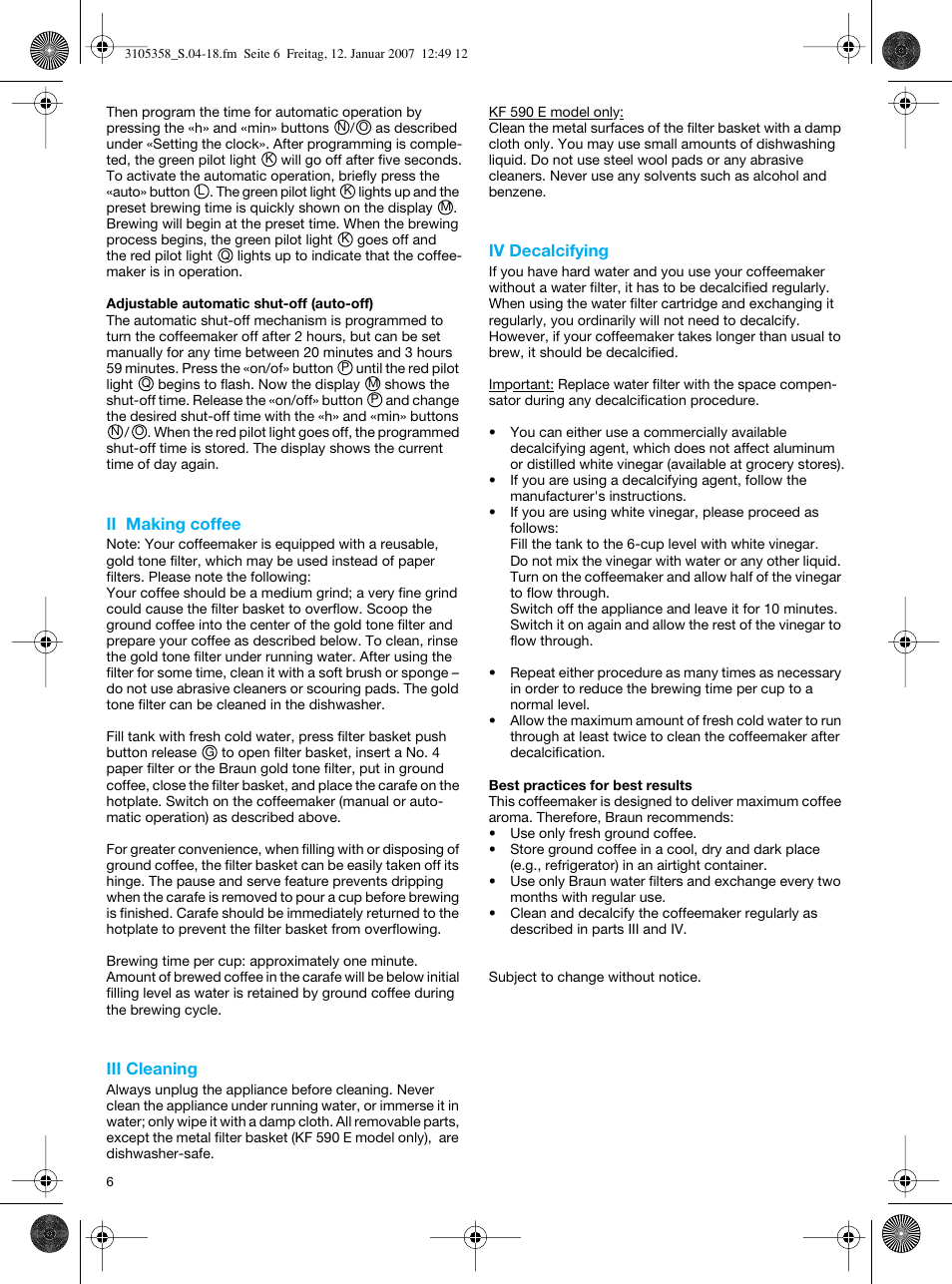 Braun KF580 User Manual | Page 6 / 15