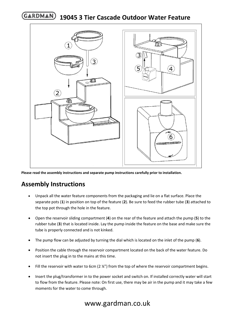 Gardman 3 Tier Cascade WF User Manual | 4 pages