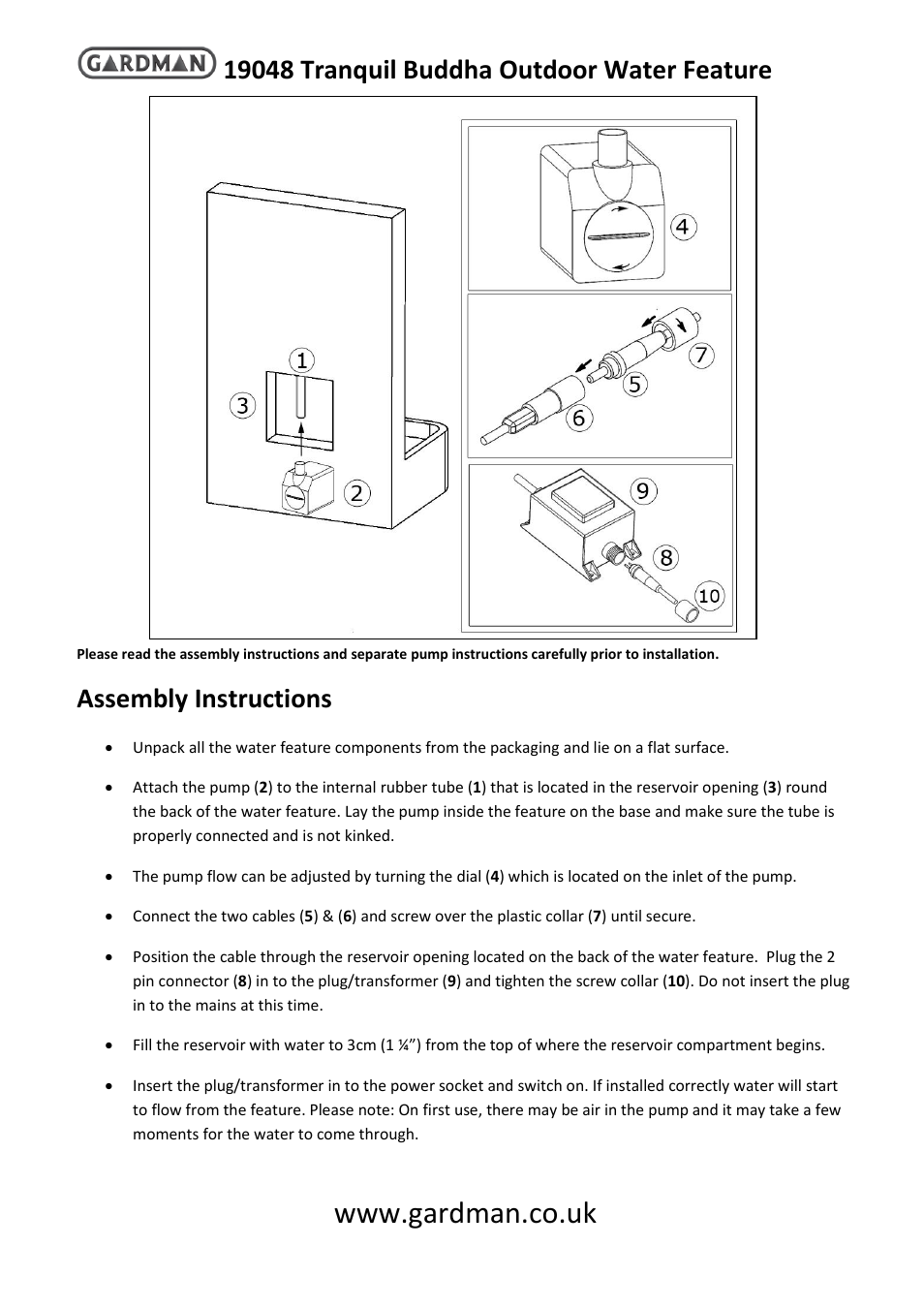 Gardman Tranquil Buddha User Manual | 4 pages