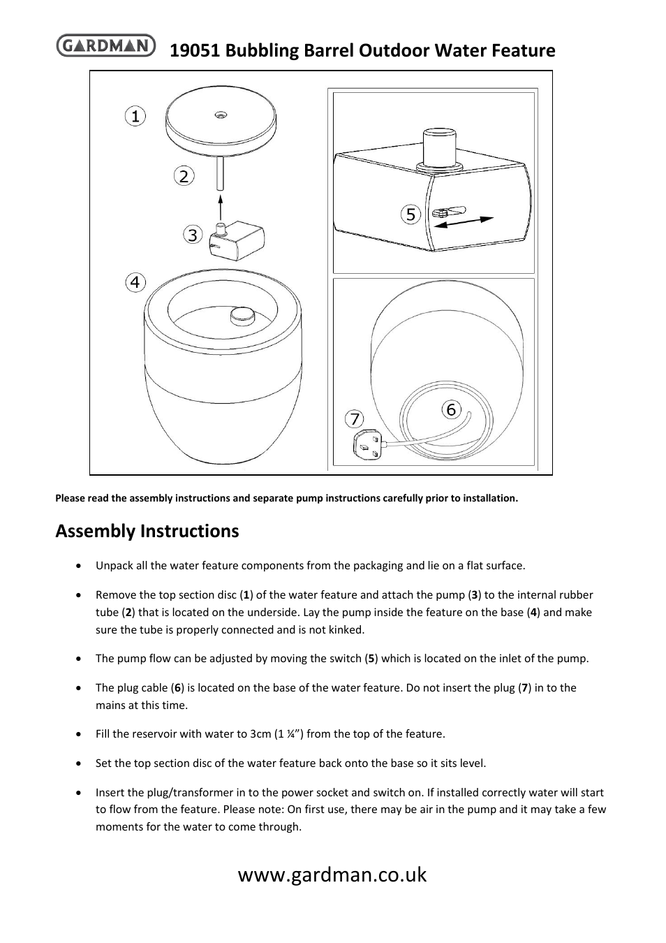 Gardman Bubbling Barrel User Manual | 4 pages