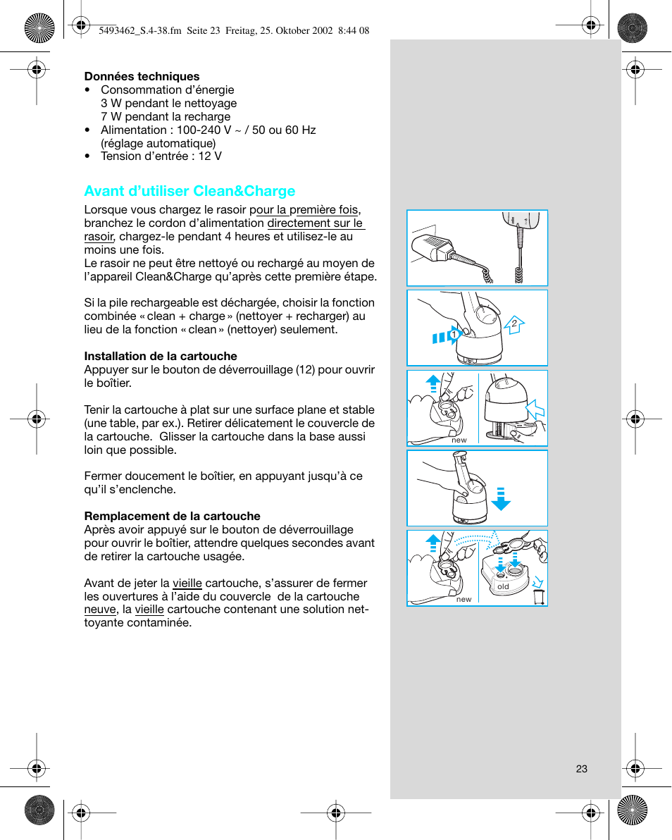 Avant d’utiliser clean&charge | Braun 5493 User Manual | Page 23 / 38