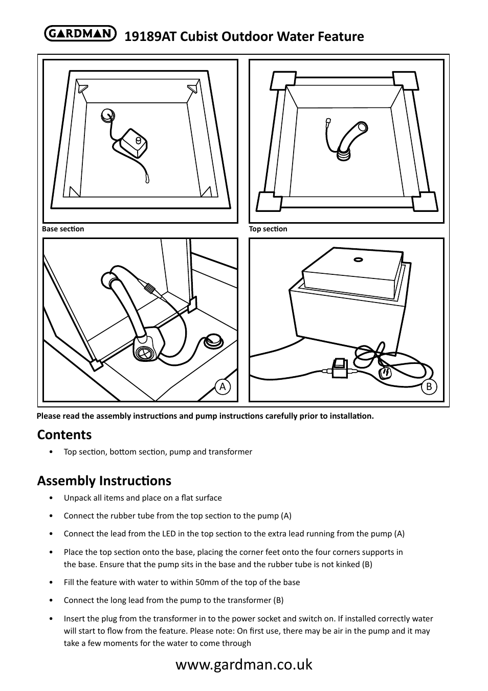 Gardman Cubist User Manual | 6 pages