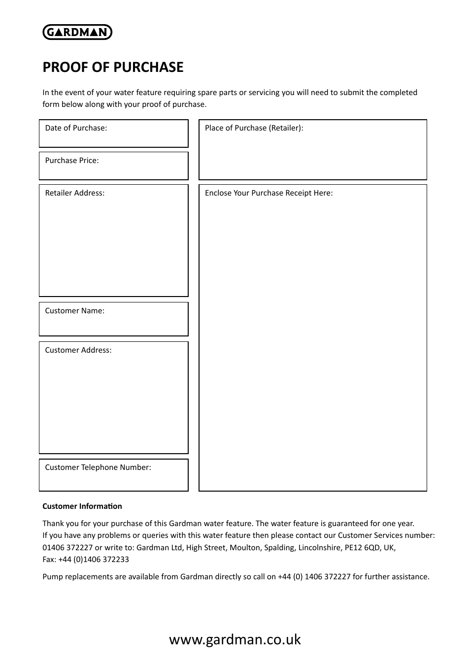 Gardman Shimmering Springs User Manual | Page 6 / 6