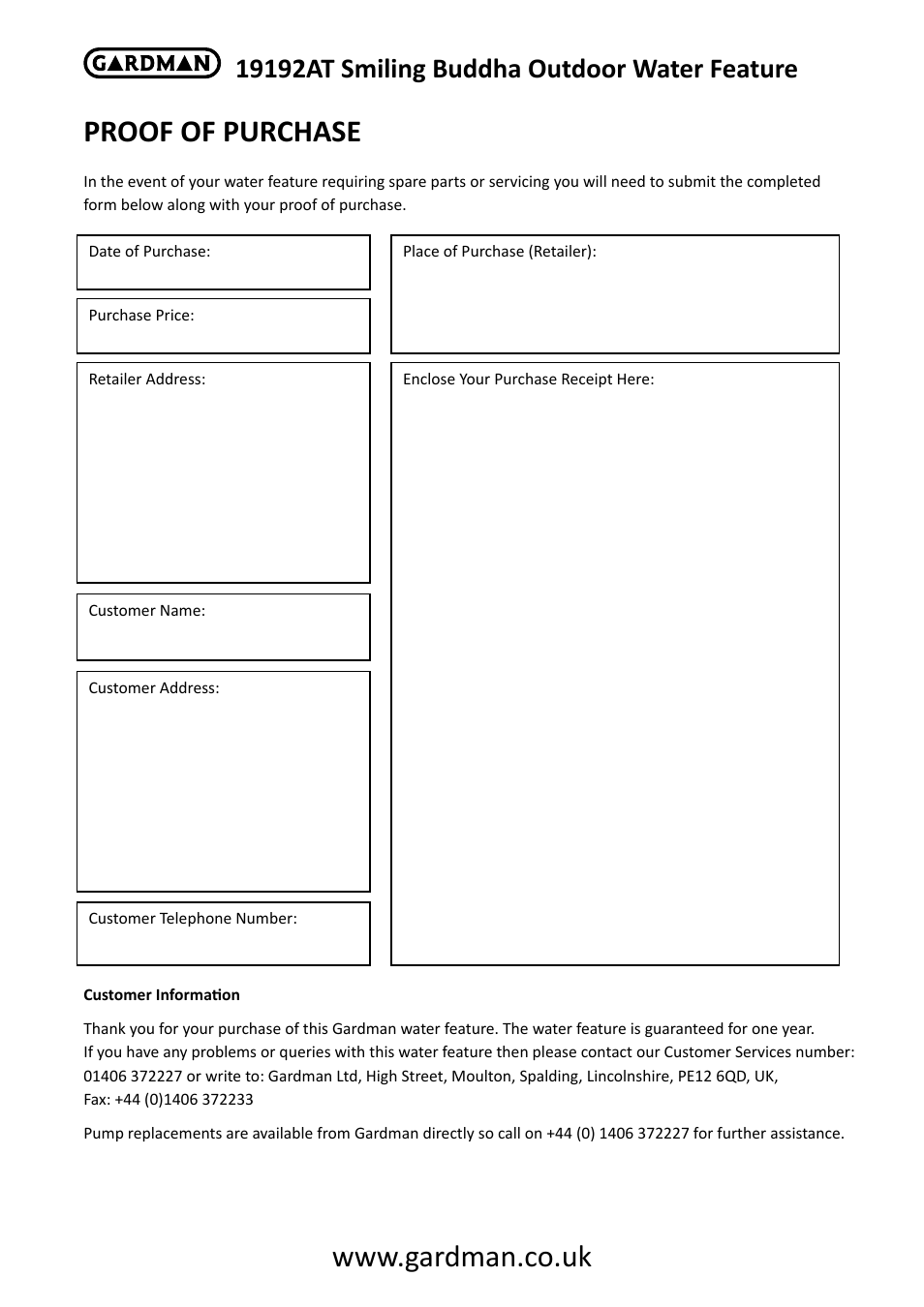 Gardman Smiling Buddha User Manual | Page 6 / 6