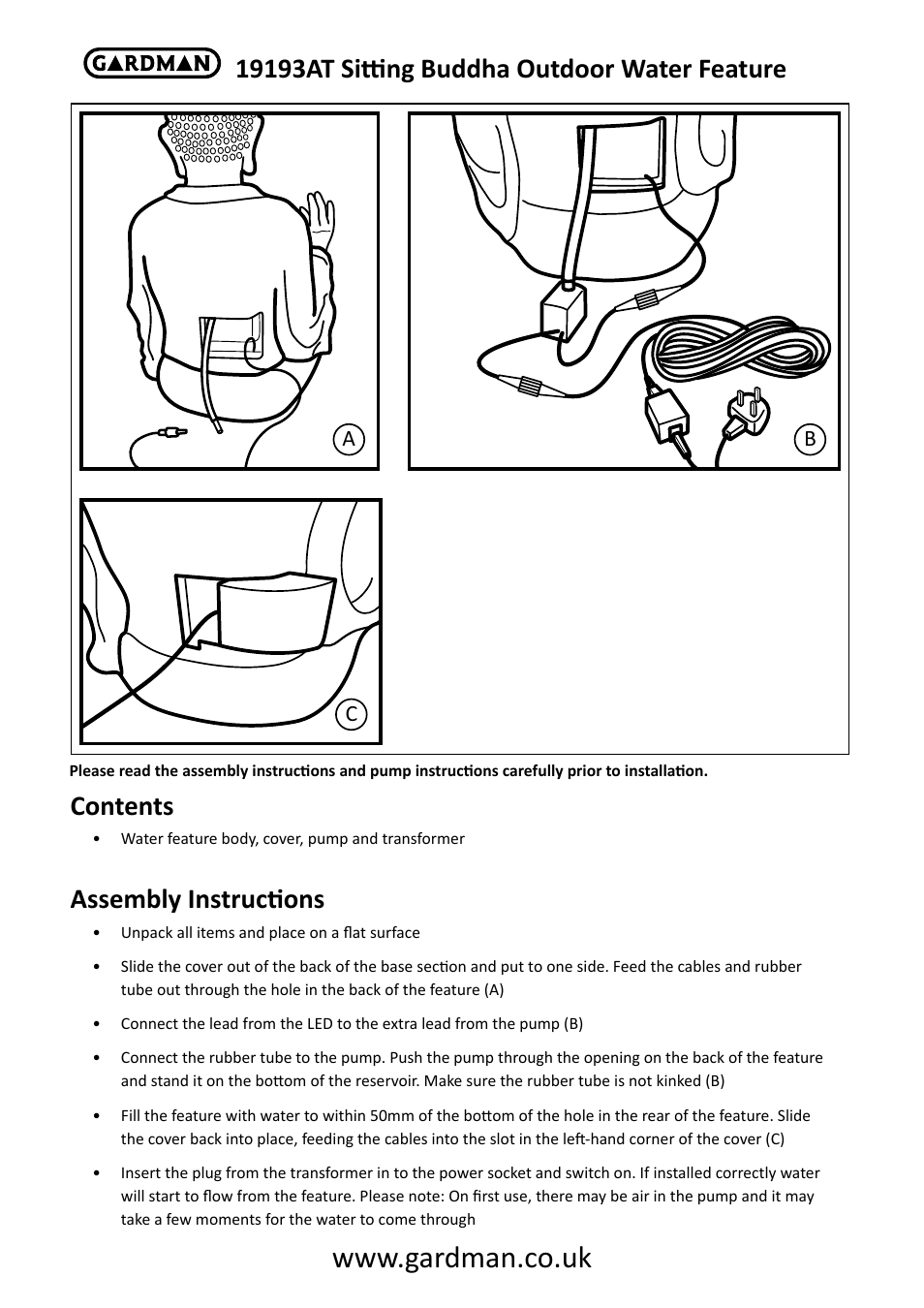 Gardman Sitting Buddha User Manual | 6 pages