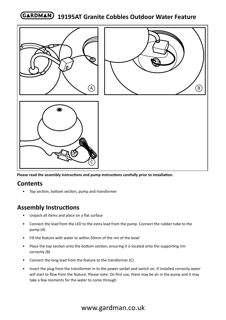 Gardman Granite Cobbles User Manual | 6 pages