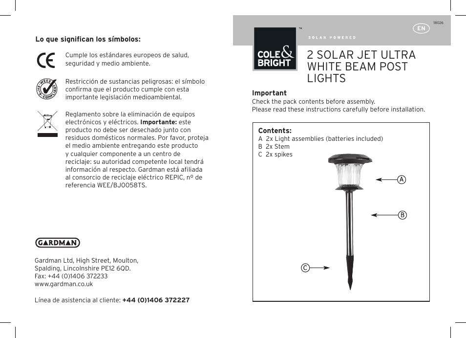 Gardman 2 Solar JET Ultra User Manual | 12 pages