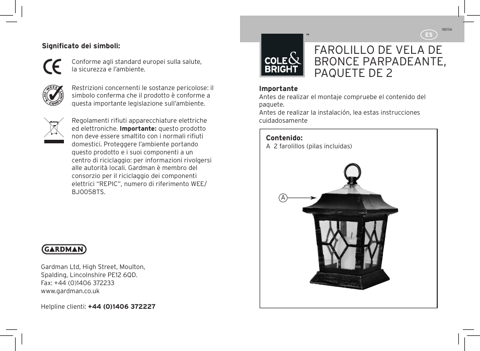 Gardman Flickering Bronze Candle Lantern 1 User Manual | Page 11 / 12