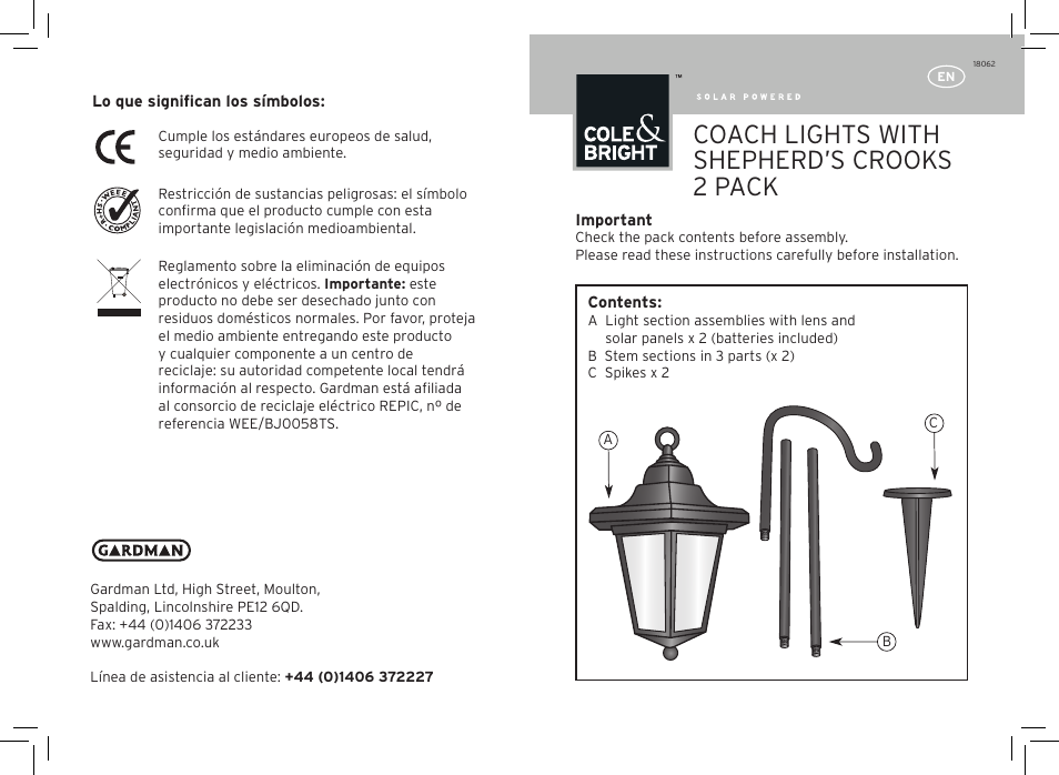 Gardman Coach Light translation User Manual | 12 pages