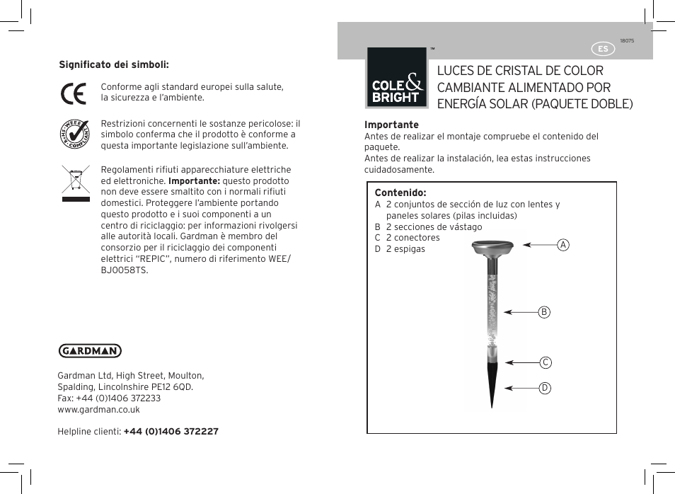 Paquete doble) | Gardman Colour Changing Crystal Lights User Manual | Page 11 / 12