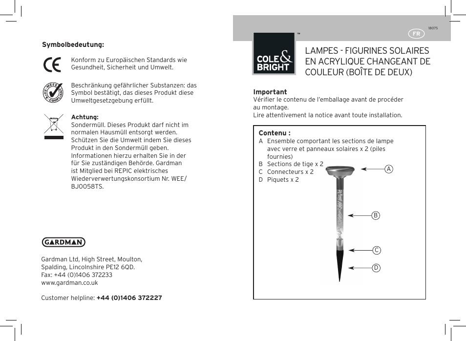 Gardman Colour Changing Crystal Lights User Manual | Page 5 / 12