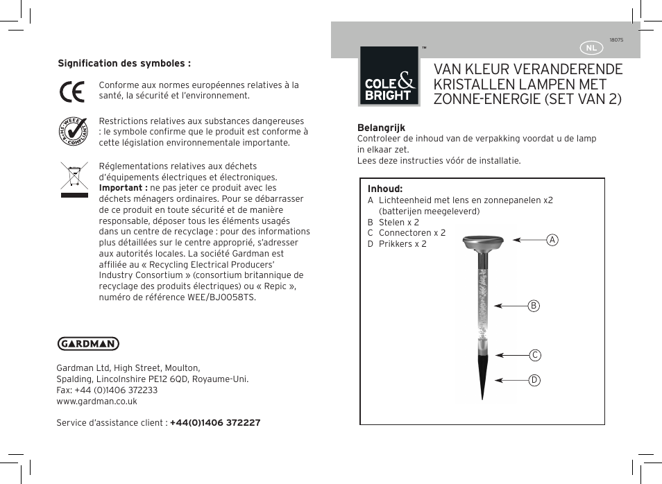 Gardman Colour Changing Crystal Lights User Manual | Page 7 / 12