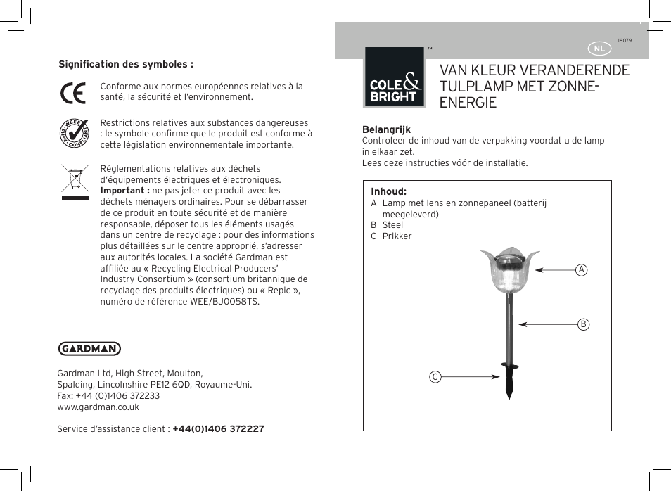 Van kleur veranderende tulplamp met zonne- energie | Gardman Colour change tulip User Manual | Page 7 / 12