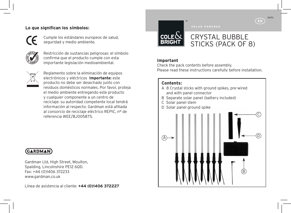 Gardman Crystal bubble sticks User Manual | 12 pages