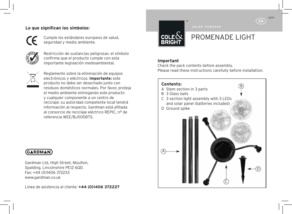 Gardman Promenade Light User Manual | 12 pages