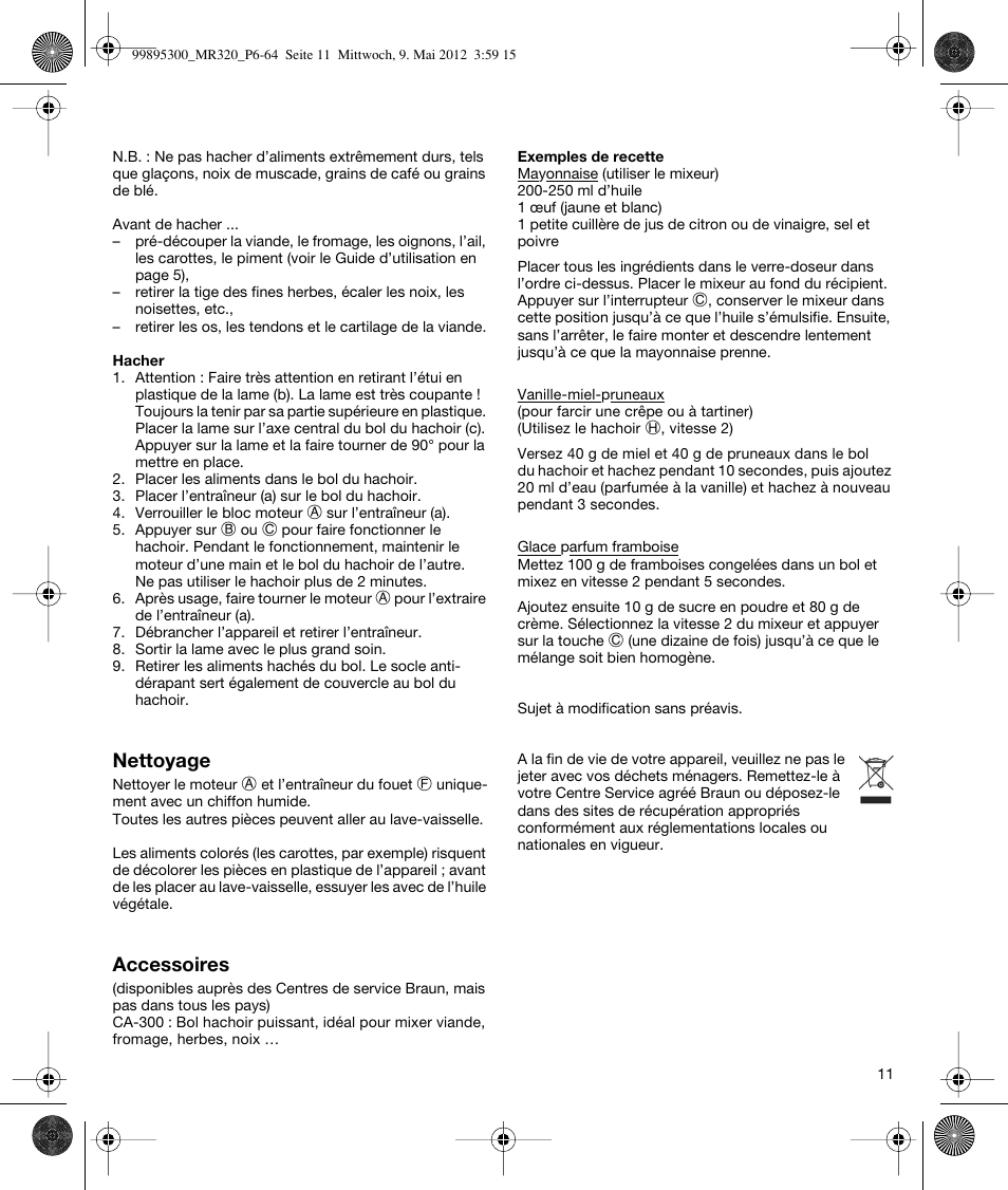 Braun Multiquick 3 MR 320 User Manual | Page 10 / 61
