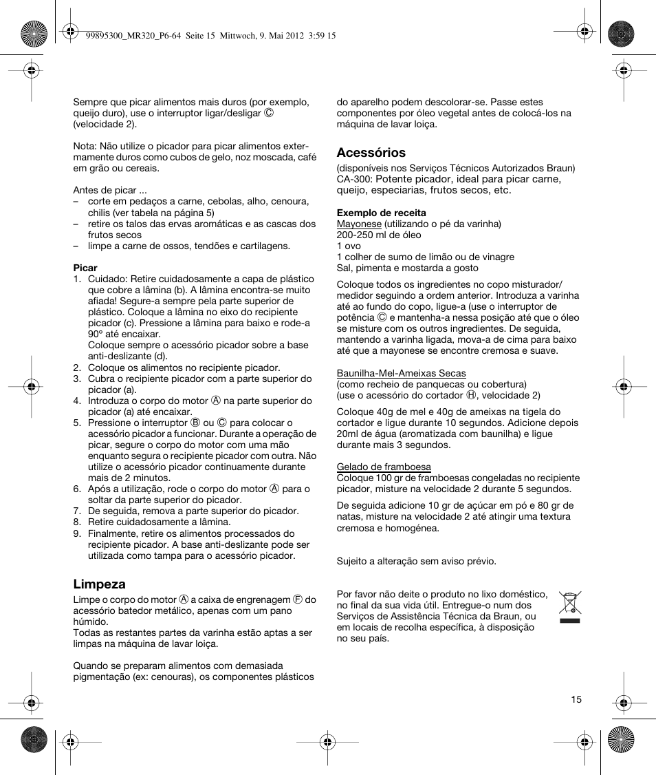 Braun Multiquick 3 MR 320 User Manual | Page 14 / 61