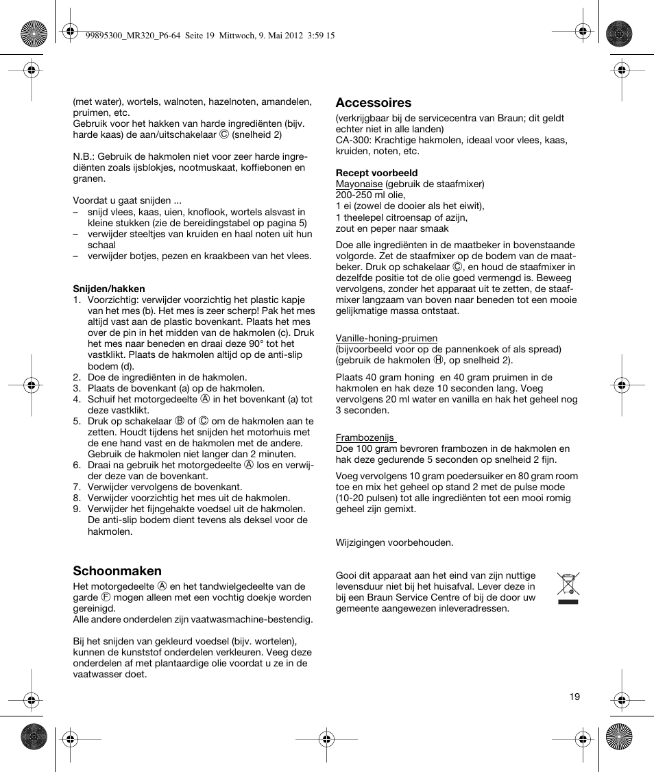 Braun Multiquick 3 MR 320 User Manual | Page 18 / 61