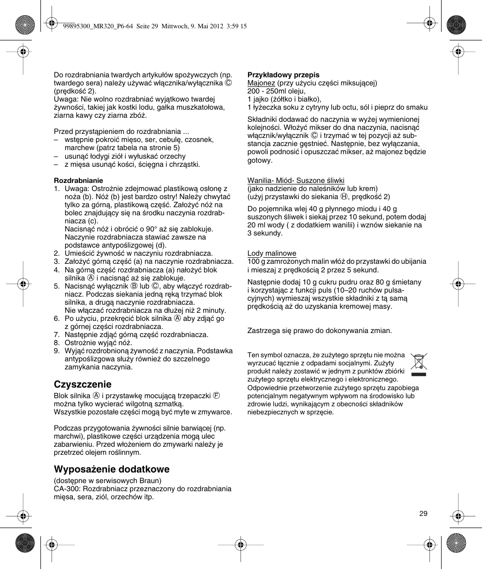 Braun Multiquick 3 MR 320 User Manual | Page 28 / 61