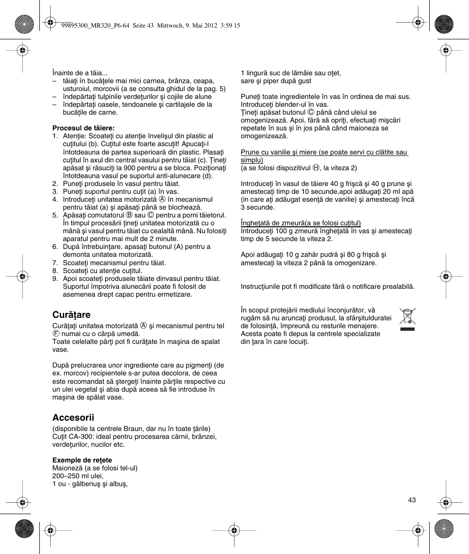 Braun Multiquick 3 MR 320 User Manual | Page 42 / 61