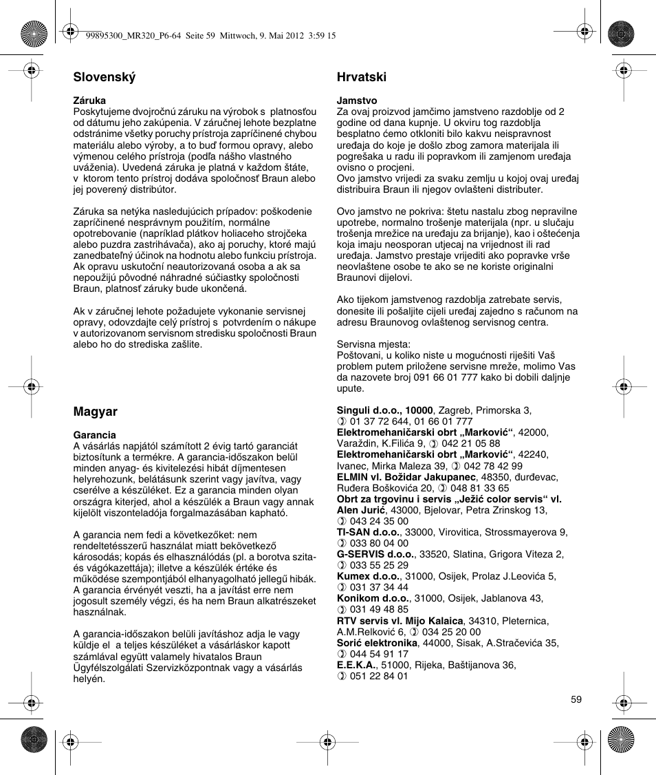 Braun Multiquick 3 MR 320 User Manual | Page 58 / 61